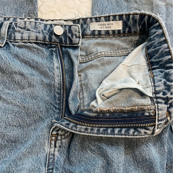 Cotton On Cargo Wide Leg Distressed Blue Jeans Women’s Size 6 Denim Medium Wash - Picture 6 of 8